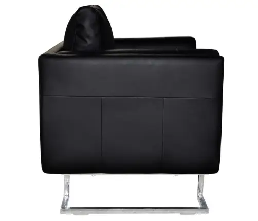 Atpūtas Krēsls Ar Hromētām Kājām, Melna Mākslīgā Āda Vidaxl