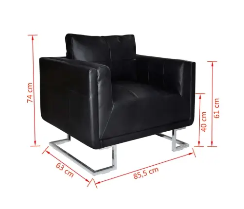 Atpūtas Krēsls Ar Hromētām Kājām, Melna Mākslīgā Āda Vidaxl
