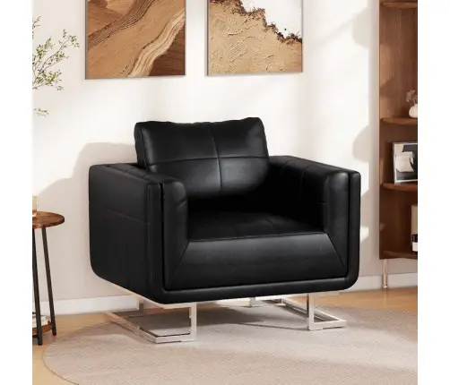 Atpūtas Krēsls Ar Hromētām Kājām, Melna Mākslīgā Āda Vidaxl