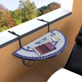 Piekarams Balkona Galdiņš, Zila Un Balta Mozaīka Vidaxl