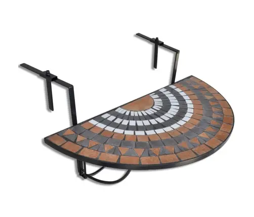 Piekarams Balkona Galdiņš, Sarkanbrūna Un Balta Mozaīka Vidaxl