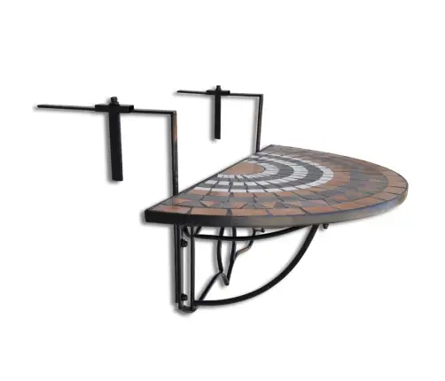 Piekarams Balkona Galdiņš, Sarkanbrūna Un Balta Mozaīka Vidaxl