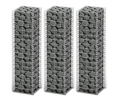 Gabionu Komplekts, 3 Gab., Cinkota Stieple, 25X25X100 Cm  Vidaxl