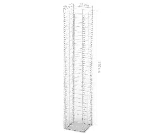 Gabionų Rinkinys, 3 Vnt., Cinkuota Viela, 25 X 25 X 150 Cm