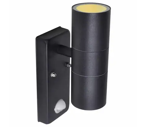 Led Sienas Lampa Ar Sensoru, Nerūsējošs Tērauds, Cilindra Forma, Melna