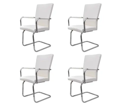 Gembinės Valgomojo Kėdės, 4Vnt., Baltos, Dirbtinė Oda Gembinės Valgomojo Kėdės, 4Vnt., Baltos, Dirbtinė Oda