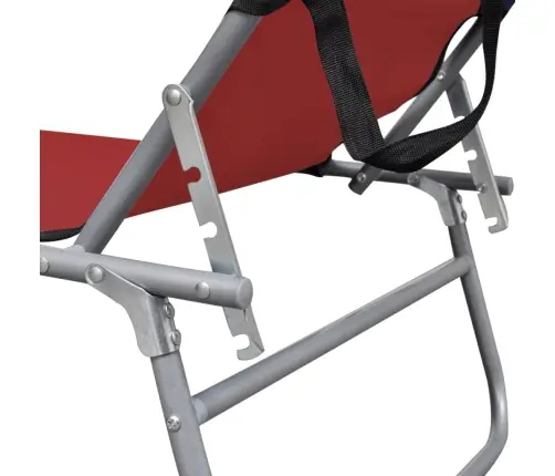 Salokāms Sauļošanās Zvilnis Ar Jumtiņu, Tērauds, Sarkans Audums Vidaxl