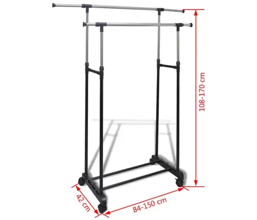 Reguleeritav Riidestange 2 Tk, 2 Riidetoru