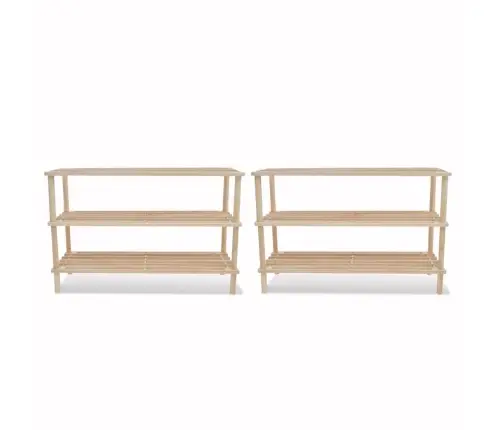 Batų Lentynos, 2Vnt., Eglės Medienos Masyvas, 3 Aukštų