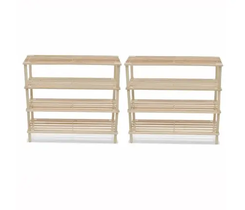 Batų Lentynos, 2Vnt., Eglės Medienos Masyvas, 4 Aukštų