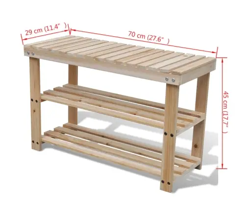 Apavu Plaukts Ar Solu, Egles Masīvkoks Vidaxl
