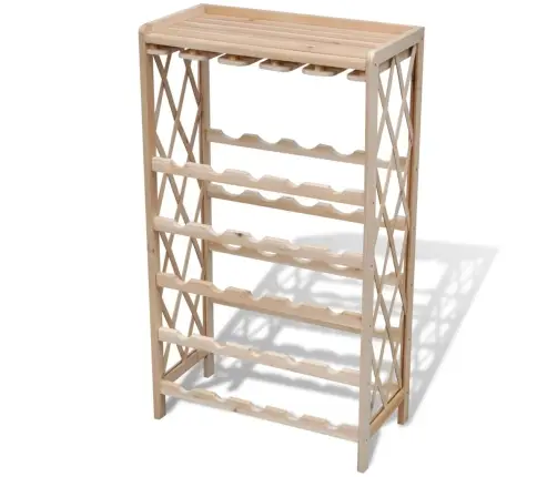 Vīna Pudeļu Plaukts, 25 Pudelēm, Egles Masīvkoks Vidaxl