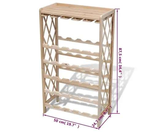 Vīna Pudeļu Plaukts, 25 Pudelēm, Egles Masīvkoks Vidaxl