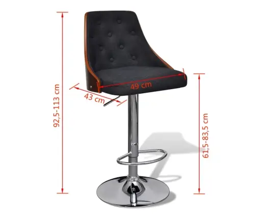 Bāra Krēsli, 2 Gab., Izliekts Koks Un Audums Vidaxl