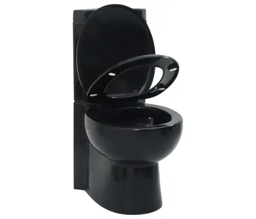 Stūra Tualetes Pods, Melna Keramika Vidaxl