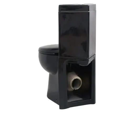 Stūra Tualetes Pods, Melna Keramika Vidaxl