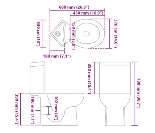 Stūra Tualetes Pods, Melna Keramika Vidaxl