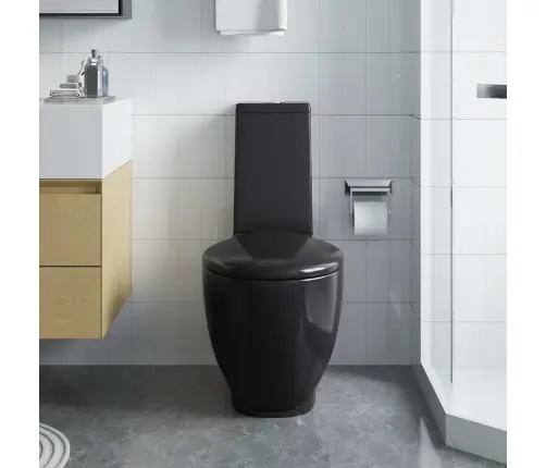 Keraamiline Ümar Wc Pott Alumise Veevooluga, Must