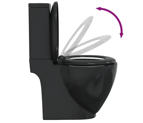 Keraamiline Ümar Wc Pott Alumise Veevooluga, Must