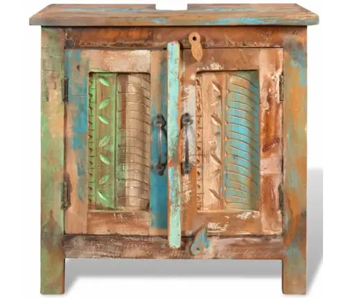 Pārstrādāta Koka Vannas Istabas Skapītis Ar Spoguli