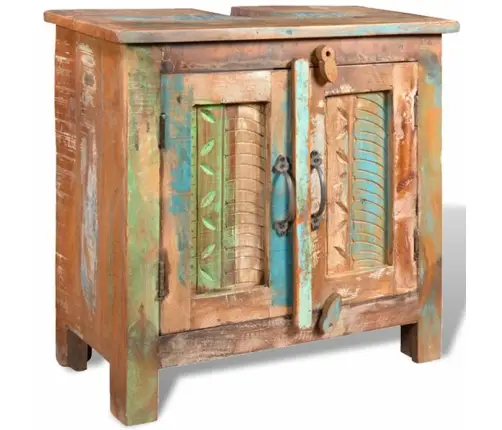 Pārstrādāta Koka Vannas Istabas Skapītis Ar Spoguli