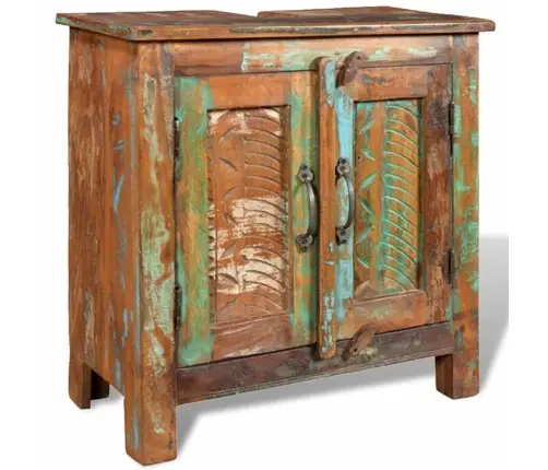 Pārstrādāta Koka Vannas Istabas Skapītis Ar Spoguli