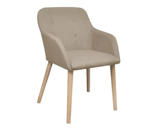 Valgomojo Kėdės, 2 Vnt., Kreminis Audinys Ir Ąžuolo Med. Masyv.