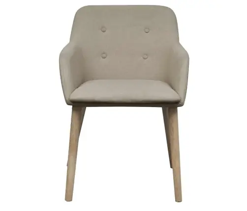 Valgomojo Kėdės, 2 Vnt., Kreminis Audinys Ir Ąžuolo Med. Masyv.