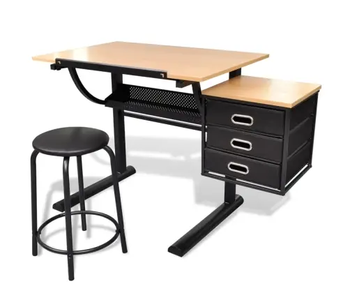 Rasēšanas / Zīmēšanas Galds Ar Krēslu Un 3 Atvilktnēm