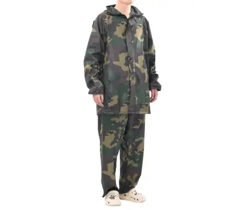 Kamufliažinis Vyriškas 2 Dalių Kostiumas Nuo Lietaus Su Gobtuvu, Xxl