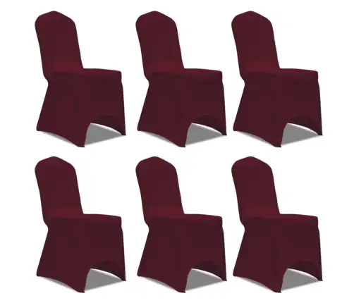 Elastīgs Krēsla Pārklājs Burgundijas Vīna Krāsā 6 Gab.