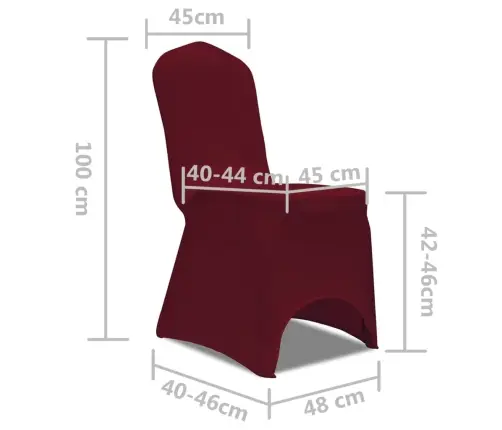 Elastīgs Krēsla Pārklājs Burgundijas Vīna Krāsā 6 Gab.