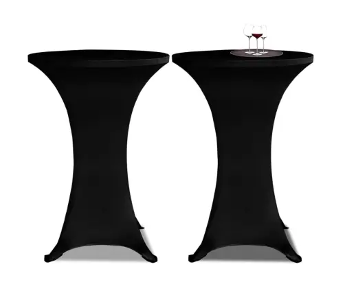 Melns Elastīgs Galdauts Stāvgaldiem 60 Cm, 2 Gab.