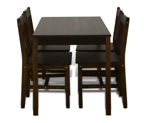 Koka Ēdamistabas Galds Ar 4 Krēsliem Tumšā Dabīga Koka Krāsā