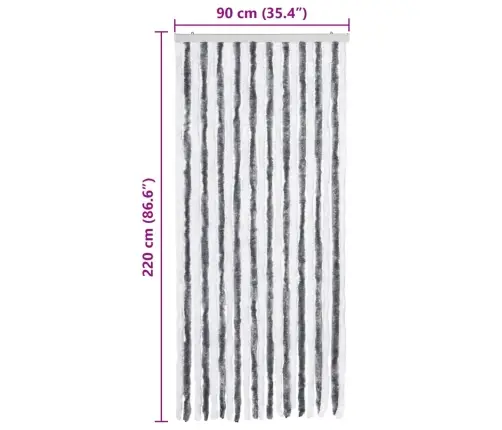 Kukaiņu Aizkars, 90X220 Cm, Pelēks Un Balts Šenils Vidaxl