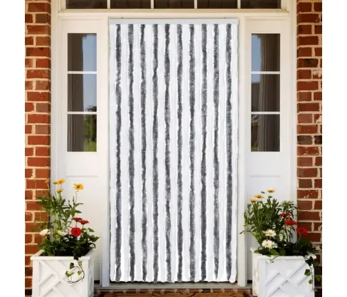 Kukaiņu Aizkars, 90X220 Cm, Pelēks Un Balts Šenils Vidaxl