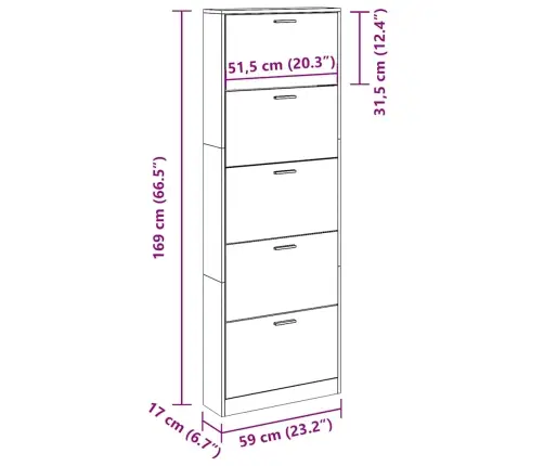 Apavu Plaukts, 5 Nodalījumi, Ozolkoka Krāsa Vidaxl