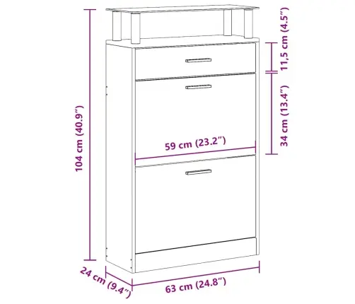 Apavu Plaukts Ar Atvilktni Un Stikla Plauktu, Balts Vidaxl