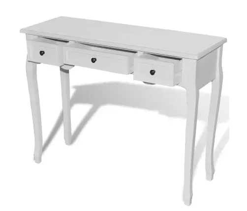 Tualetes Konsoles Galdiņš Ar 3 Atvilktnēm, Balts  Vidaxl Tualetes Konsoles Galdiņš Ar 3 Atvilktnēm, Balts  Vidaxl