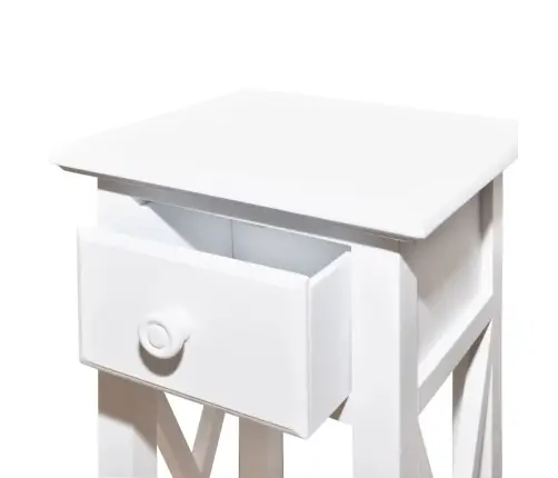 Galdiņš Ar Atvilktni, Balts  Vidaxl