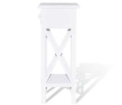 Galdiņš Ar Atvilktni, Balts  Vidaxl