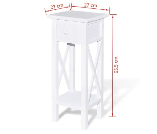 Galdiņš Ar Atvilktni, Balts  Vidaxl