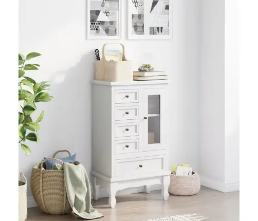 Skapītis Ar 5 Atvilktnēm Un 2 Plauktiem, Balts Vidaxl