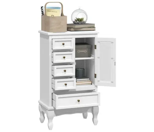 Skapītis Ar 5 Atvilktnēm Un 2 Plauktiem, Balts Vidaxl