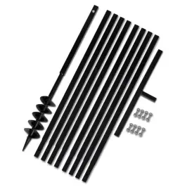 Plieninis 10 Cm Žemės Grąžtas Su Rankena Ir Ilgintuvais, 9 M