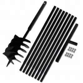 Plieninis 20 Cm Žemės Grąžtas Su Rankena Ir Ilgintuvais, 9 M