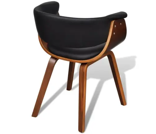 Valgomojo Kėdės, 4 Vnt., Išlenkta Mediena Ir Dirbtinė Oda