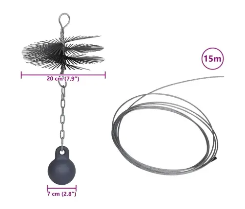 Drāšu Birste 20 Cm Ø Ar Atsvaru 1,41 Kg Un Auklu 15 M