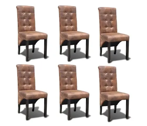 Virtuves Krēsli, 6 Gab., Brūna Mākslīgā Āda Vidaxl