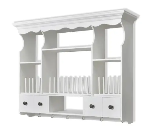 Virtuves Sienas Plaukts, Balts Koks  Vidaxl